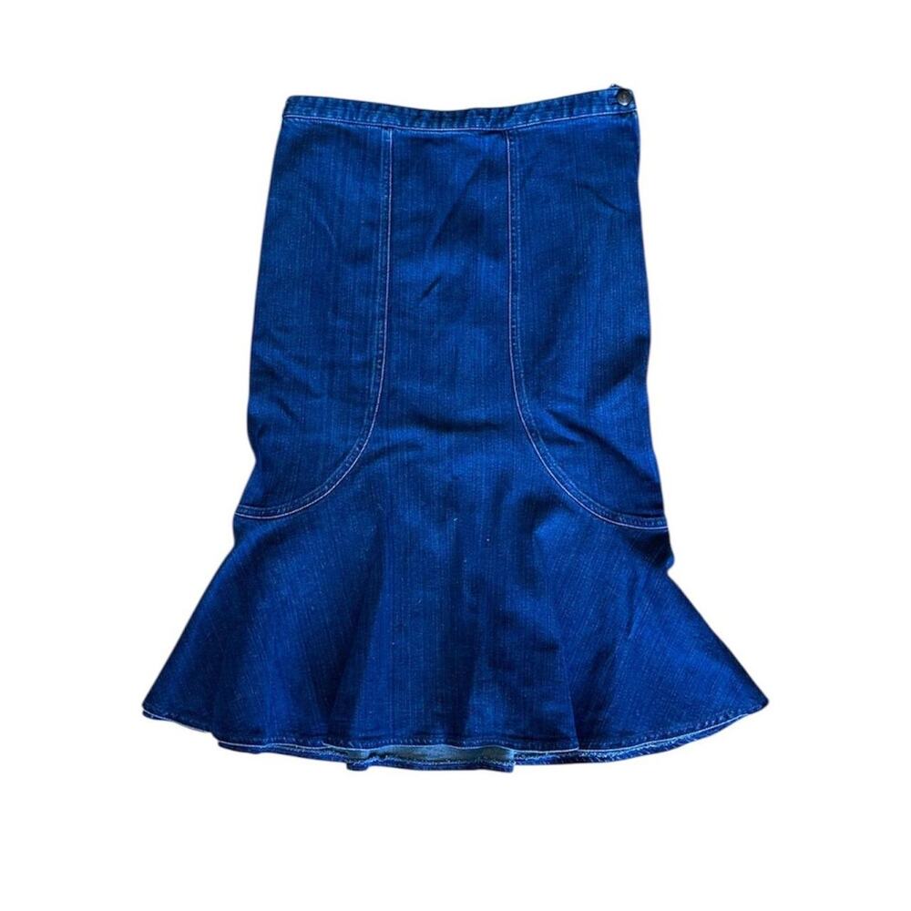 vintage ralph lauren flare denim midi skirt